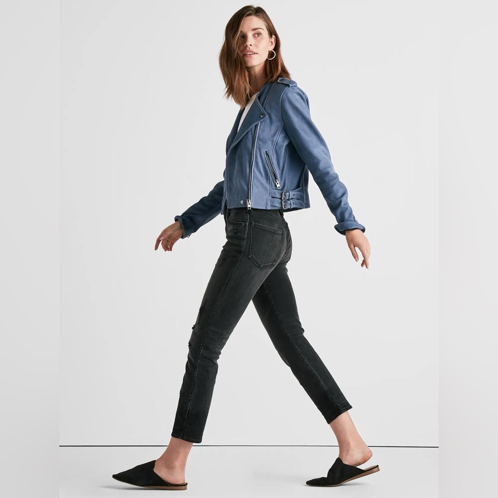 Washed Lamb Leather Moto Jacket